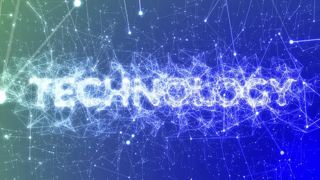 Technology in Blue - Animated Buzzword Concept, Plexus Network Connections