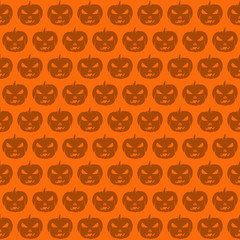 Seamless pattern for Halloween. Orange Halloween background with Jack-o-lantern. Vector illustration