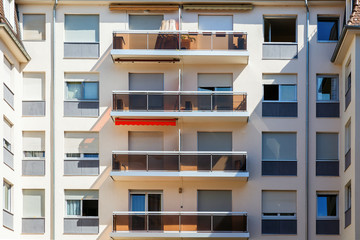 window front of a housing complex