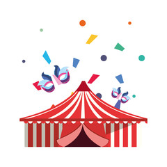 circus tent masks confetti carnival celebration