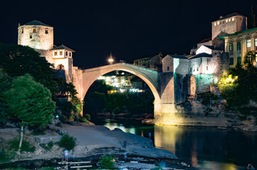 Bridge in Mostar in the eavning