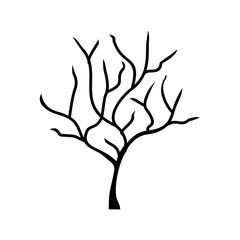 Silhouette tree without leaves vector  