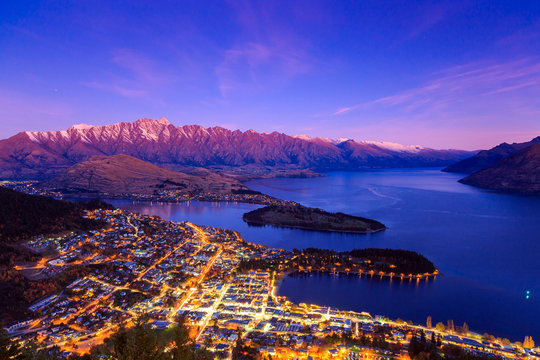 Twilight at Queenstown, New Zealand.