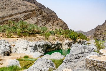 Fototapeta na wymiar Wadi Al Arbeieen in eastern Muscat Governorate, Oman. It is located about 120 km from Muscat.