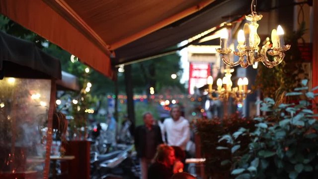 View at restaurants at Witte de Withstraat, People passing by
