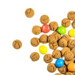 Throw of pepernoten cookies and sweets