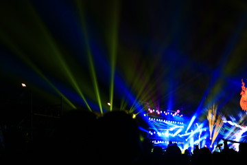 Stage lighting effect in the dark, close-up pictures