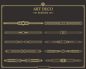 Set of Art deco gold calligraphic page dividers