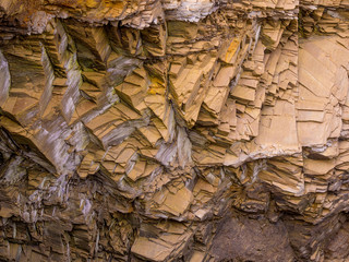 The rocky beach of Bedruthan Steps in Cornwall - an amazing landmark at the Cornish Coast