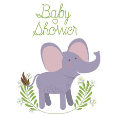cute elephant with wreath baby shower card