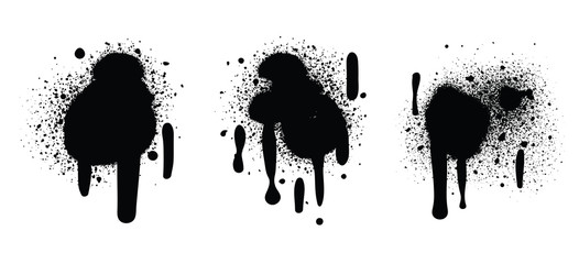 Spray Paint Abstract Vector Elements isolated on White Background. Drips Set. Street style. 