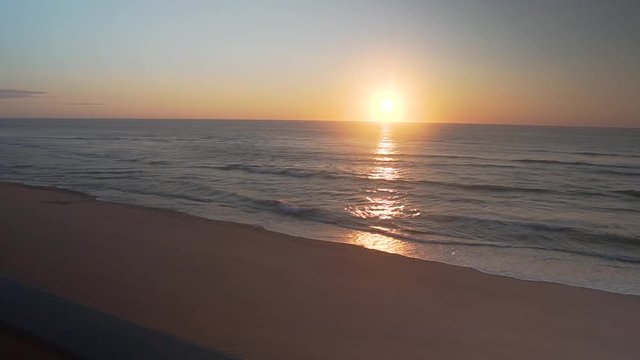 Panning shot of beach from elevated view in Cape Cod, Massaschusetts