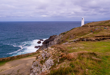Lighthouse at the Coast of Cornwall in England