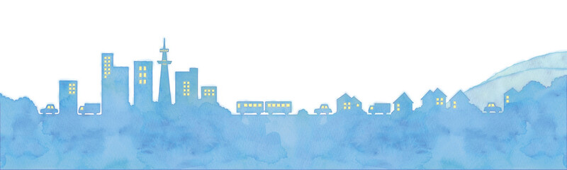 街並みと乗り物のイラスト