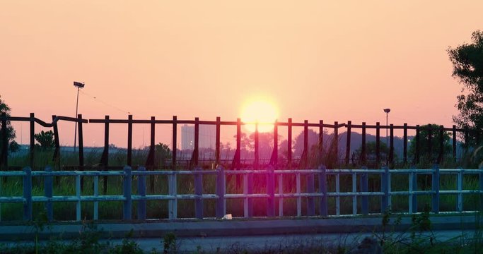Sunset at Bridge Telephoto View in Malaysia, Asia