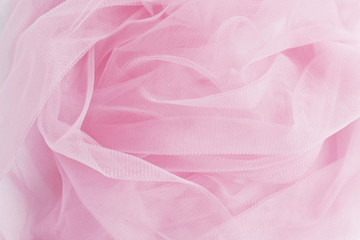 Baby pink tulle close-up