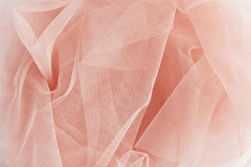 Peach pink tulle close-up