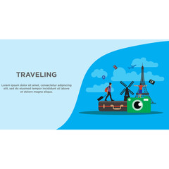 travelling illustration vector concept for background  banner  web  wallpaper.