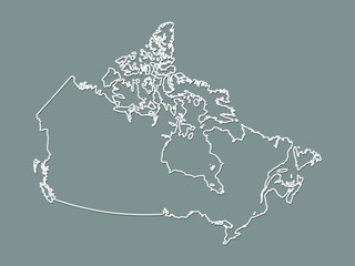 A simple and cool black and white Canada map with outlines vector illustration