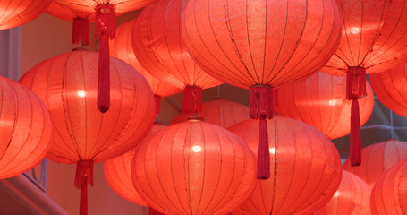 Traditional Red chinese lantern for chinese new year in the evening © leungchopan