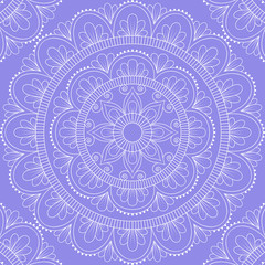 Seamless pattern with mandala ornament. Hand drawn illustration