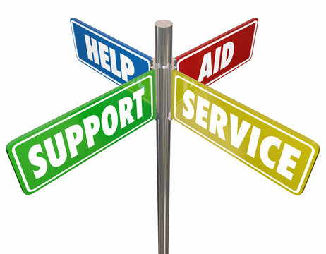 Help Support Aid Service Signs 3d Illustration