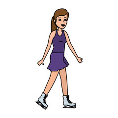 Fototapeta premium young woman practicing skate on ice