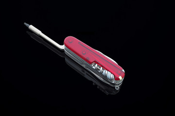 Foldable multi Knife on black background