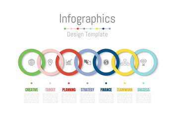Infographic design elements for your business data with 7 options, parts, steps, timelines or processes. Vector Illustration.