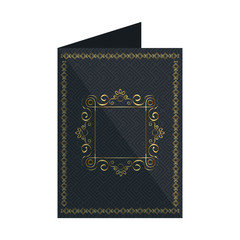 card with elegant golden frame icon