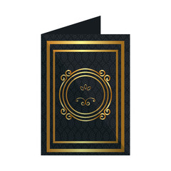 card with elegant circular golden frame