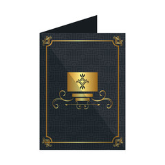 card with elegant square golden frame