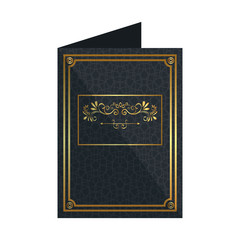 card with elegant square golden frame