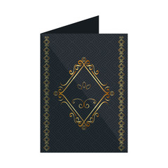 card with elegant rhombus golden frame
