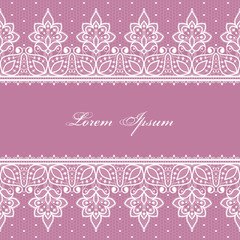 Wedding card or invitation template with a filigree lace floral pattern