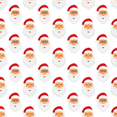 Santa’s faces pattern seamless background.