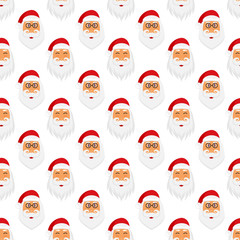 Santa’s faces pattern seamless background.