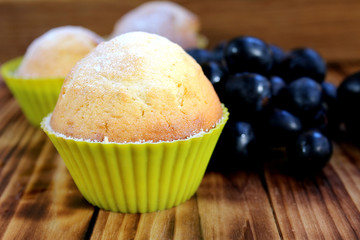 homemade cake sprinkled with powdered sugar