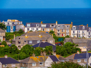 Aerial view over St Ives - a beautiful and famous town in Cornwall