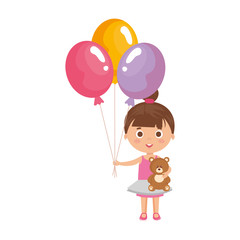 beautiful little girl with balloons helium