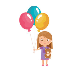 beautiful little girl with balloons helium