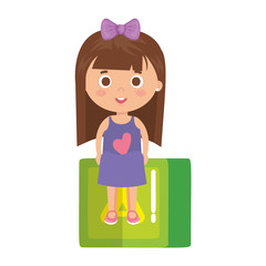 beautiful little girl with cube block