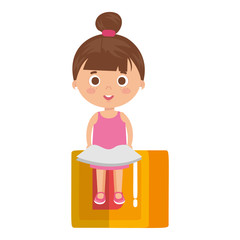 beautiful little girl with cube block