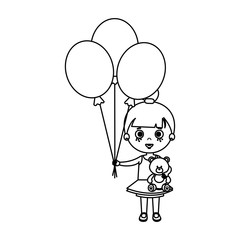 beautiful little girl with balloons helium
