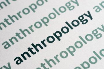 Fototapeta premium word anthropology printed on paper macro