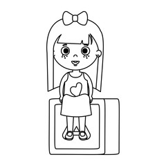 beautiful little girl with cube block