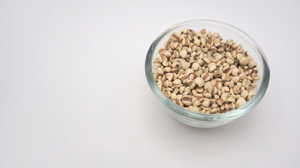 Job's Tears, also known as adlay and coix on white background. Popular in Asian cultures as a food source.