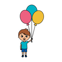 cute little boy with balloons helium