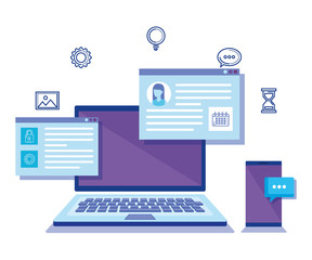 laptop with social media icons