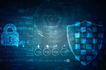 2d illustration Safety concept: Closed Padlock on digital background